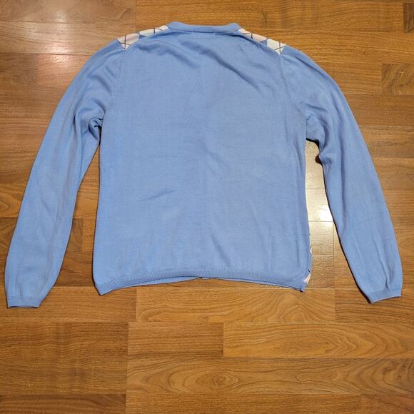 Brooks Brothers, Medium | Suprima Cotton Blue Argyle Button-Down Cardigan - Picture 2 of 4